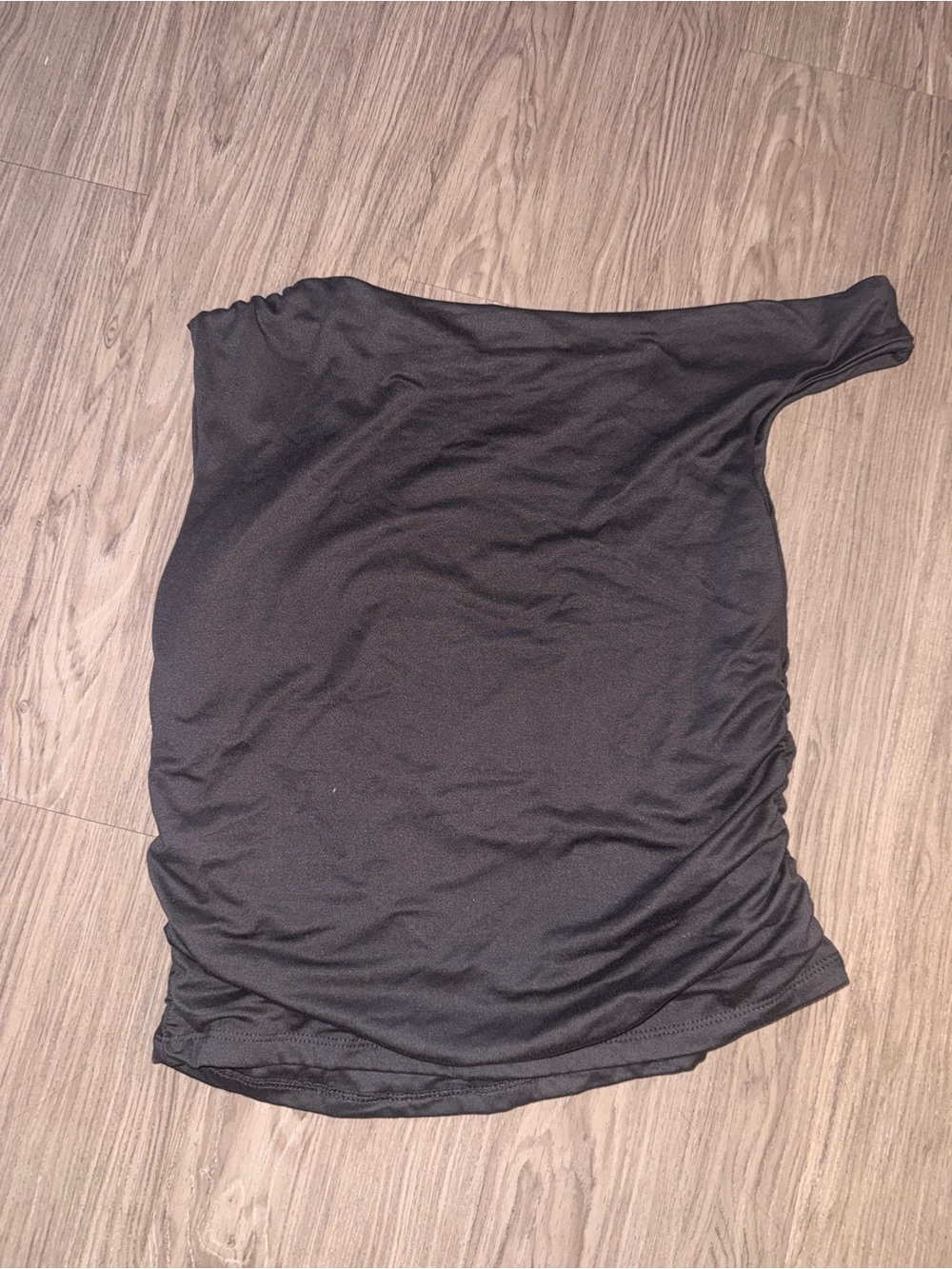 Charlotte Russe Black One-Shoulder Ruched Blouse